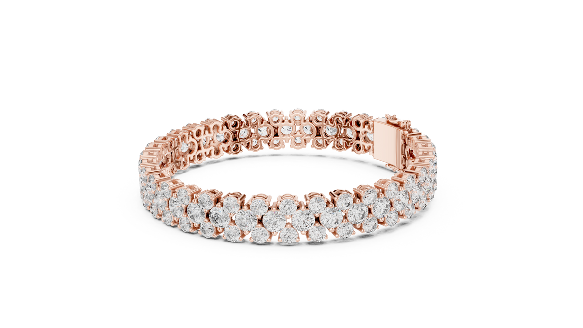 Round Cluster Moissanite Statement Bracelet in rose 925 sterling silver, view 2