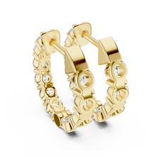 Moissanite inside out hoop earrings in yellow 925 sterling silver, view 3