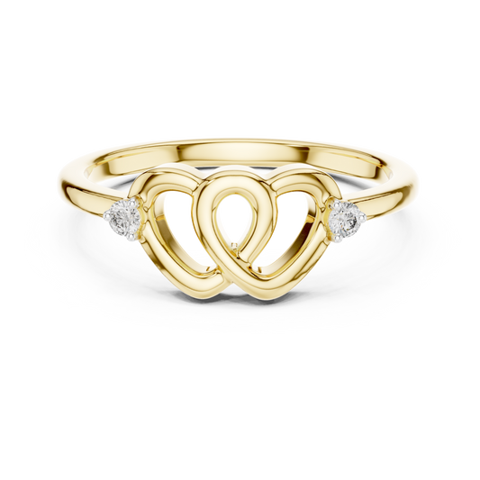 Interlocking Hearts Moissanite Ring in yellow 925 sterling silver, view 4