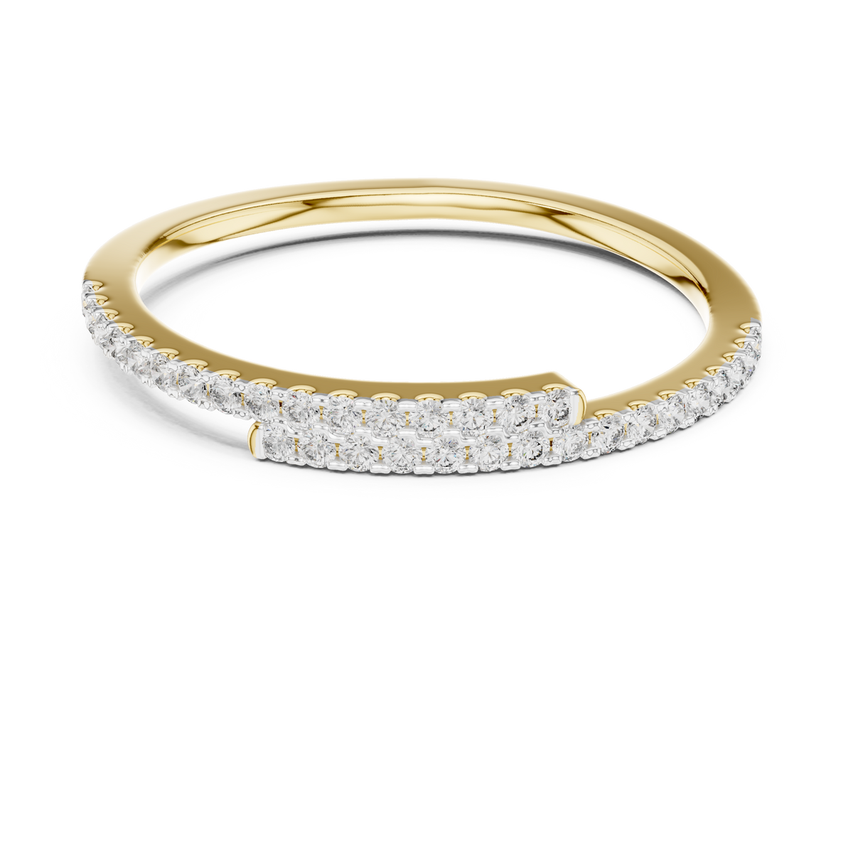 Open Bypass Pavé Moissanite Band in yellow 925 sterling silver, view 4