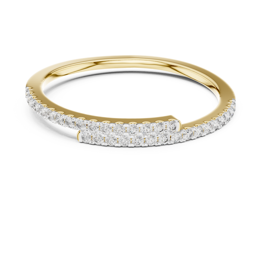 Open Bypass Pavé Moissanite Band in yellow 925 sterling silver, view 4