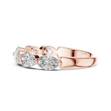 East-West Oval Moissanite Half Eternity Band in rose 925 sterling silver, view 3