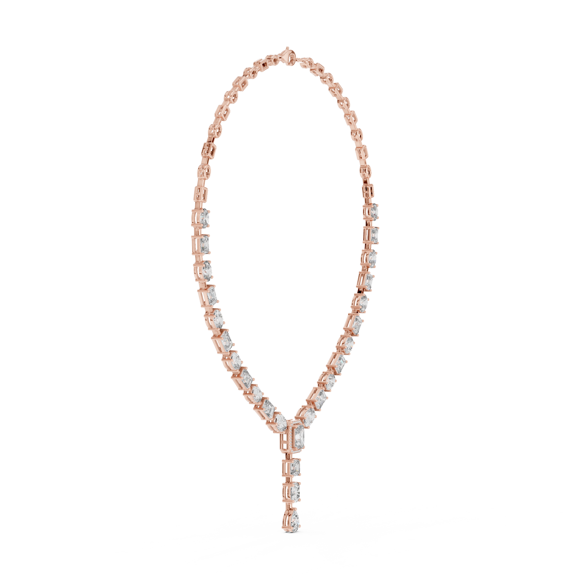 Mixed Shape Y Drop Necklace in rose 925 sterling silver, view 3