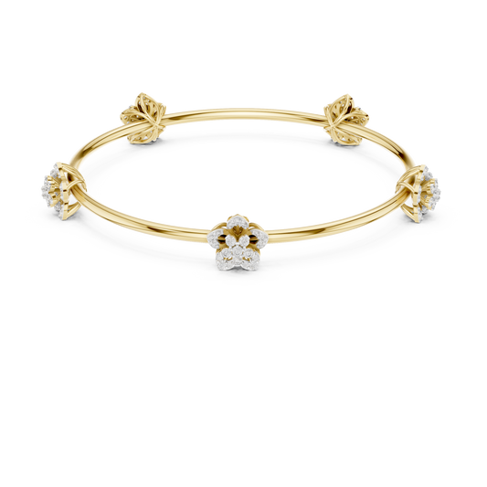 Floral Cluster Moissanite Bangle in yellow 925 sterling silver, view 4