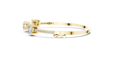 Three Stone Moissanite Bangle in yellow 925 sterling silver, view 4