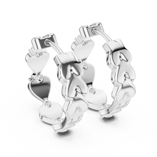 Moissanite heart huggie hoop earrings in white 925 sterling silver, view 3