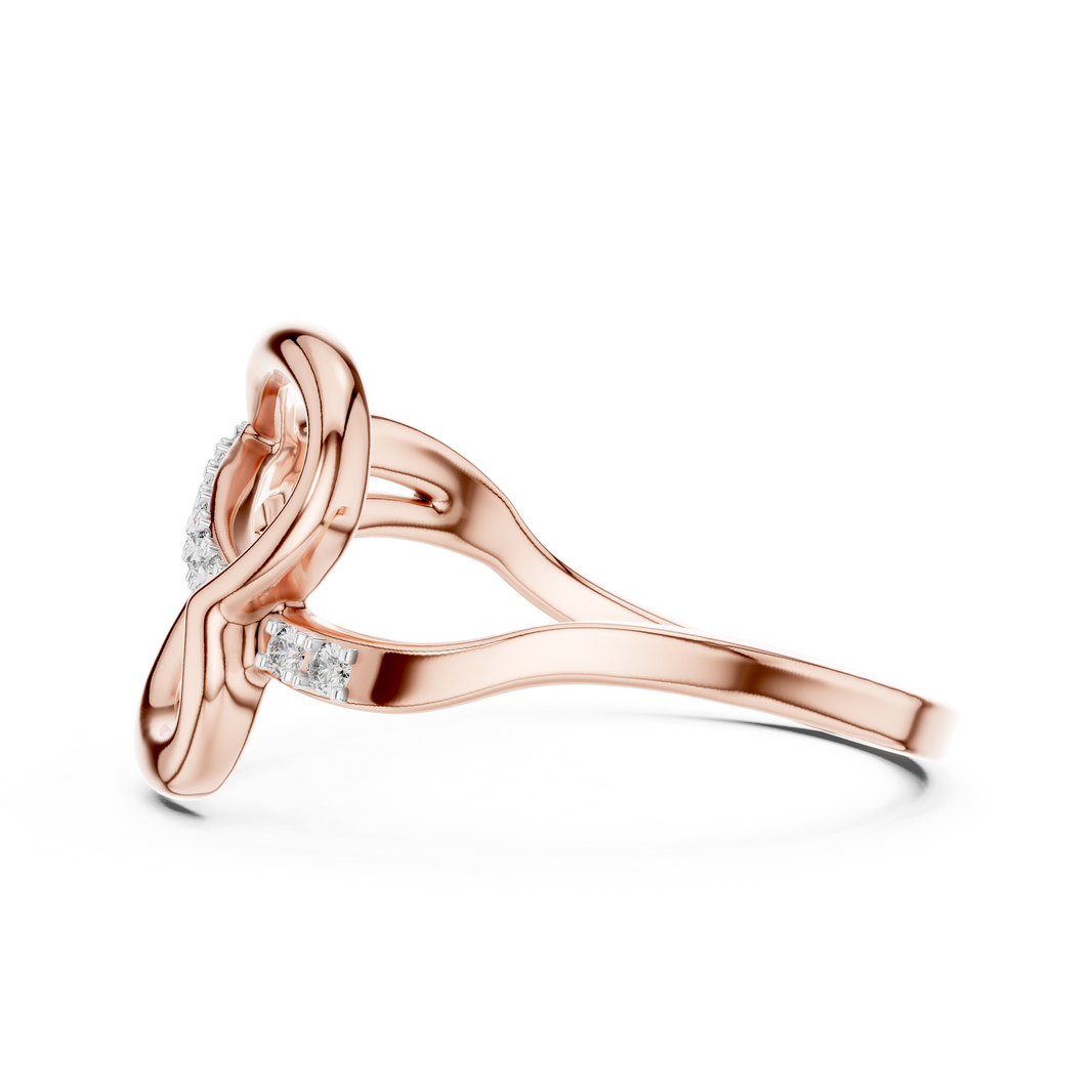 Sideways Heart Pavé Line Moissanite Ring in rose 925 sterling silver, view 3