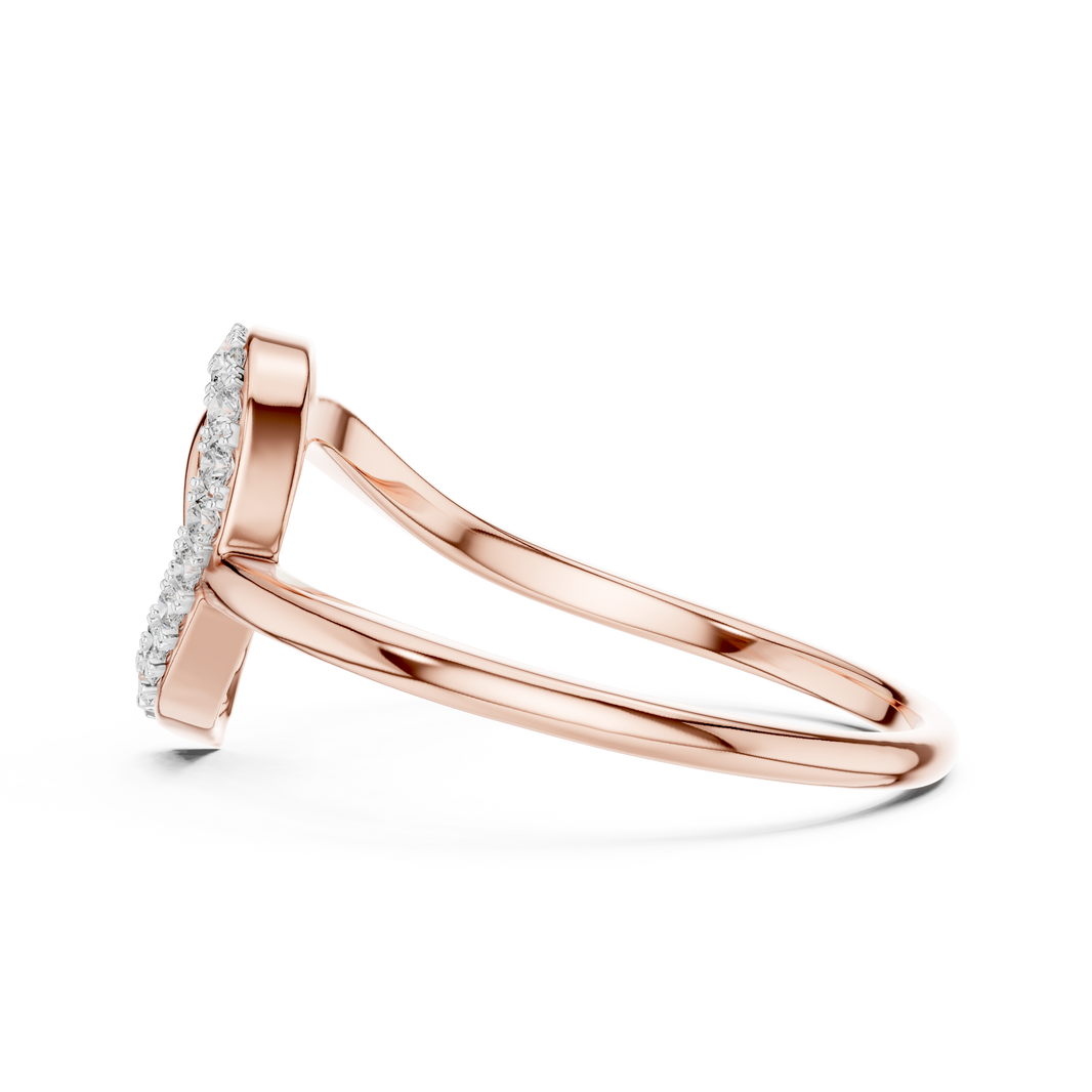 Asymmetric Pavé Heart Moissanite Ring in rose 925 sterling silver, view 3