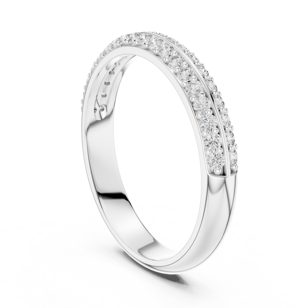Double Row Pavé Moissanite Half Eternity Band in white 925 sterling silver, view 1