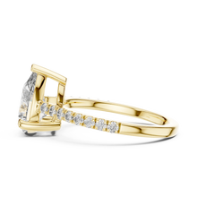 Pear Moissanite Engagement Ring with Pavé Band in yellow 925 sterling silver, view 3