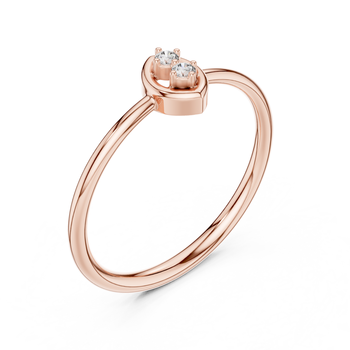 Duo Marquise Frame Moissanite Ring in rose 925 sterling silver, view 2