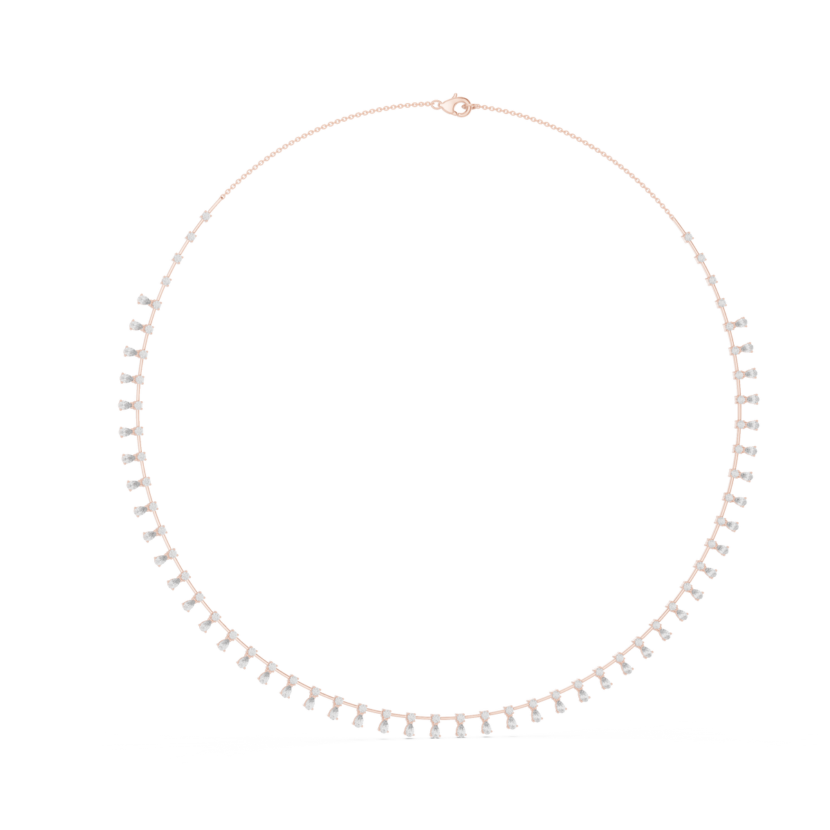 Pear Drop Fringe Necklace in rose 925 sterling silver, view 1