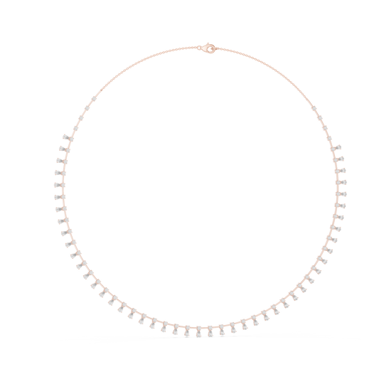 Pear Drop Fringe Necklace in rose 925 sterling silver, view 1