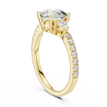 Round Moissanite Ring with Trillion Sides and Pavé Band in yellow 925 sterling silver, view 1
