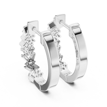 Baguette moissanite scatter hoop earrings in white 925 sterling silver, view 3