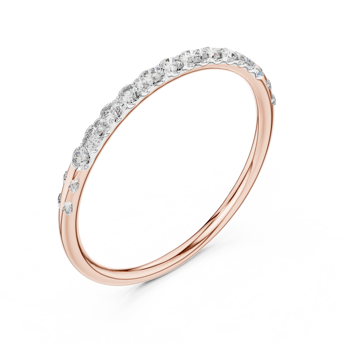 Dainty Pavé Moissanite Half Eternity Band in rose 925 sterling silver, view 2