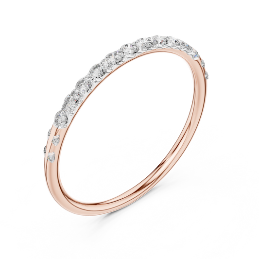 Dainty Pavé Moissanite Half Eternity Band in rose 925 sterling silver, view 2