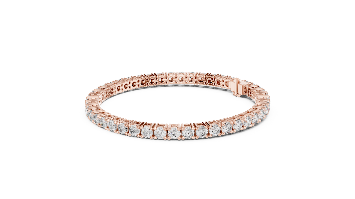3.5 mm Round Moissanite Tennis Bracelet in rose 925 sterling silver, view 2