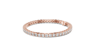 3.5 mm Round Moissanite Tennis Bracelet in rose 925 sterling silver, view 2