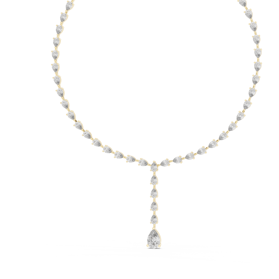 Pear Lariat Y Necklace in yellow 925 sterling silver, view 2