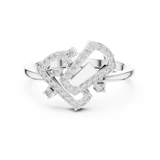 Interlocking Frames Pavé Moissanite Cocktail Ring in white 925 sterling silver, view 4