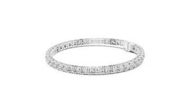 Square Cushion Cut Moissanite Tennis Bracelet in white 925 sterling silver, view 2