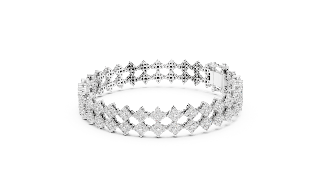 Cross Cluster Moissanite Tennis Bracelet in white 925 sterling silver, view 2