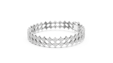 Cross Cluster Moissanite Tennis Bracelet in white 925 sterling silver, view 2