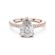 Pear Moissanite Engagement Ring with Pavé Band in rose 925 sterling silver, view 4