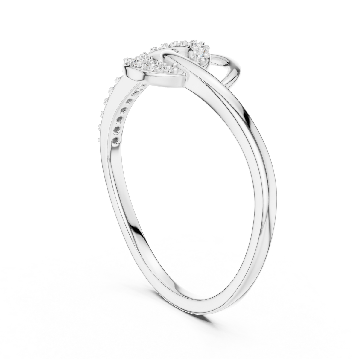 Swirl Loop Bypass Moissanite Ring in white 925 sterling silver, view 1