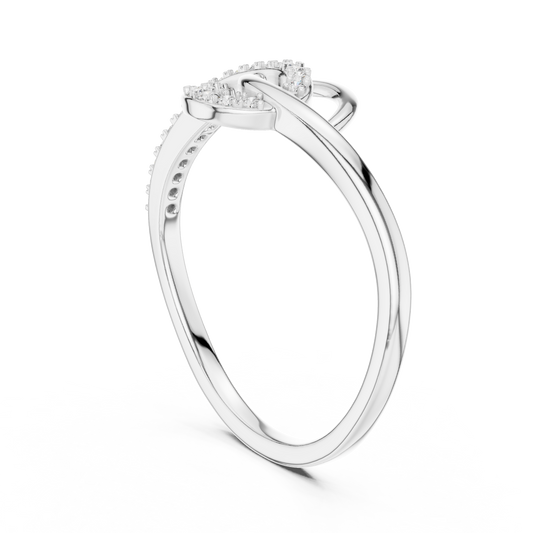 Swirl Loop Bypass Moissanite Ring in white 925 sterling silver, view 1