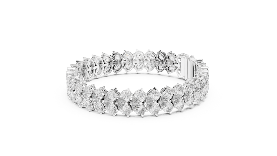 Pear Cluster Moissanite Statement Bracelet in white 925 sterling silver, view 2