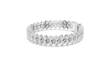Pear Cluster Moissanite Statement Bracelet in white 925 sterling silver, view 2