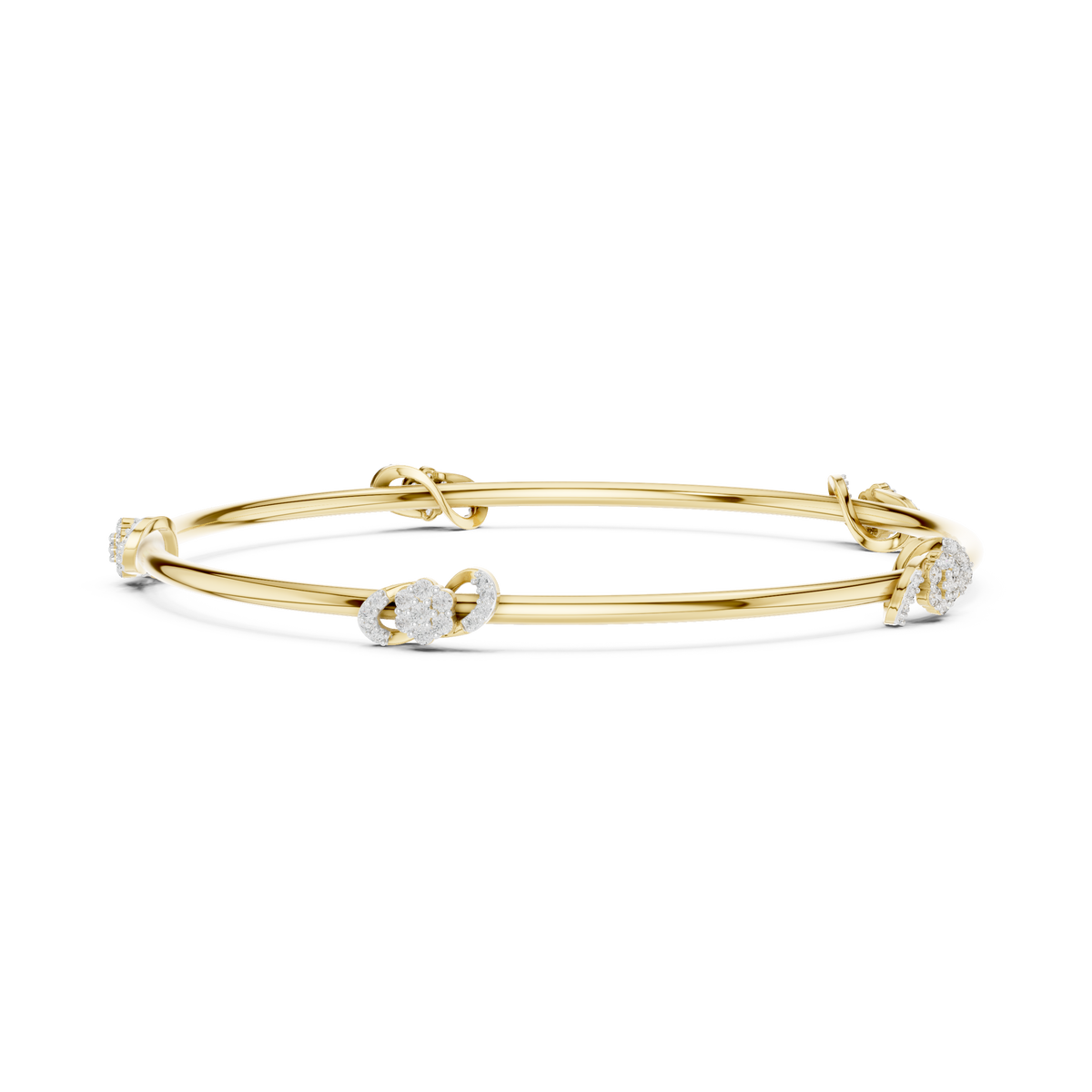 Petite Cluster Station Moissanite Bangle in yellow 925 sterling silver, view 3
