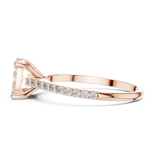 Round Cluster Moissanite Engagement Ring with Pavé Band in rose 925 sterling silver, view 3