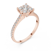Round Cluster Moissanite Engagement Ring with Pavé Band in rose 925 sterling silver, view 2