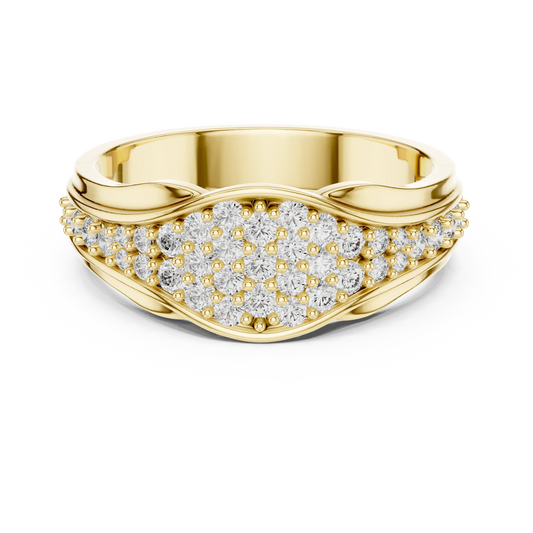 Pavé Crossover Moissanite Band in yellow 925 sterling silver, view 4