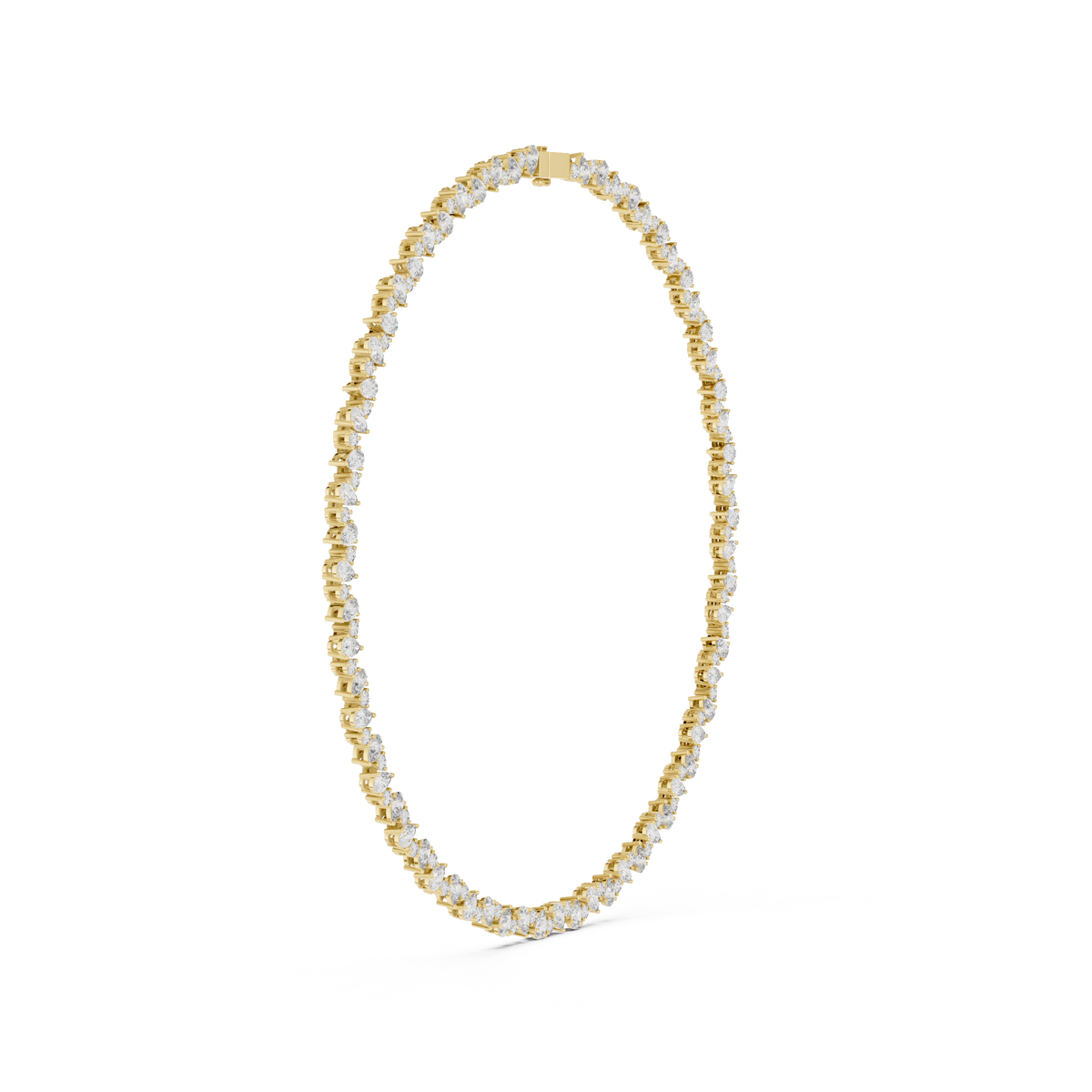 Pear and Round Tennis Necklace in yellow 925 sterling silver, view 3