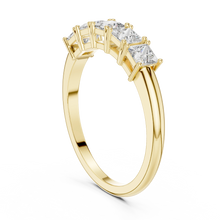 Five Stone Princess Cut Moissanite Band in yellow 925 sterling silver, view 1