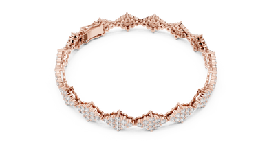 Diamond Shape Cluster Moissanite Bracelet in rose 925 sterling silver, view 3