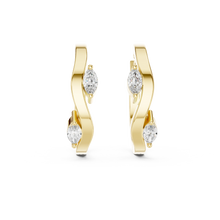 Marquise moissanite wave huggie hoop earrings in yellow 925 sterling silver, view 4