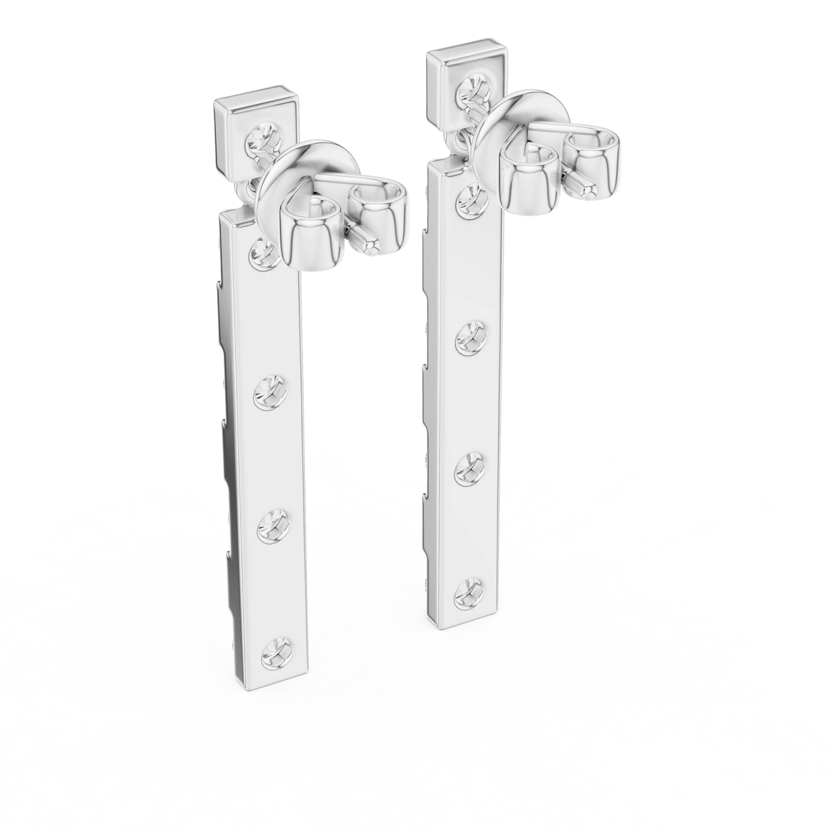 Moissanite bar drop earrings in white 925 sterling silver, view 3