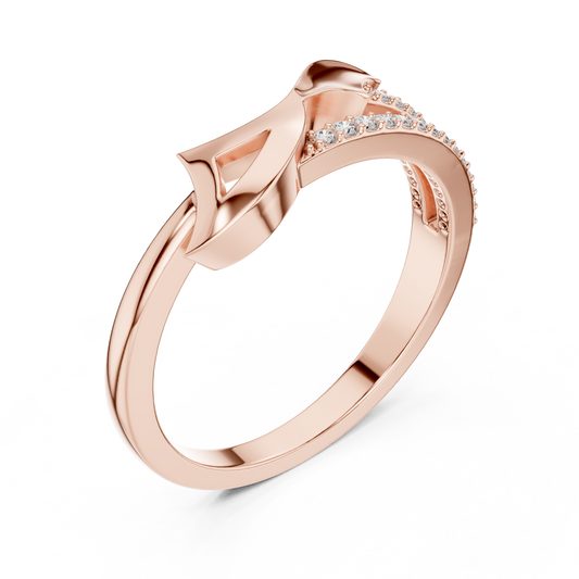 Sculpted Wave Bypass Moissanite Ring in rose 925 sterling silver, view 2