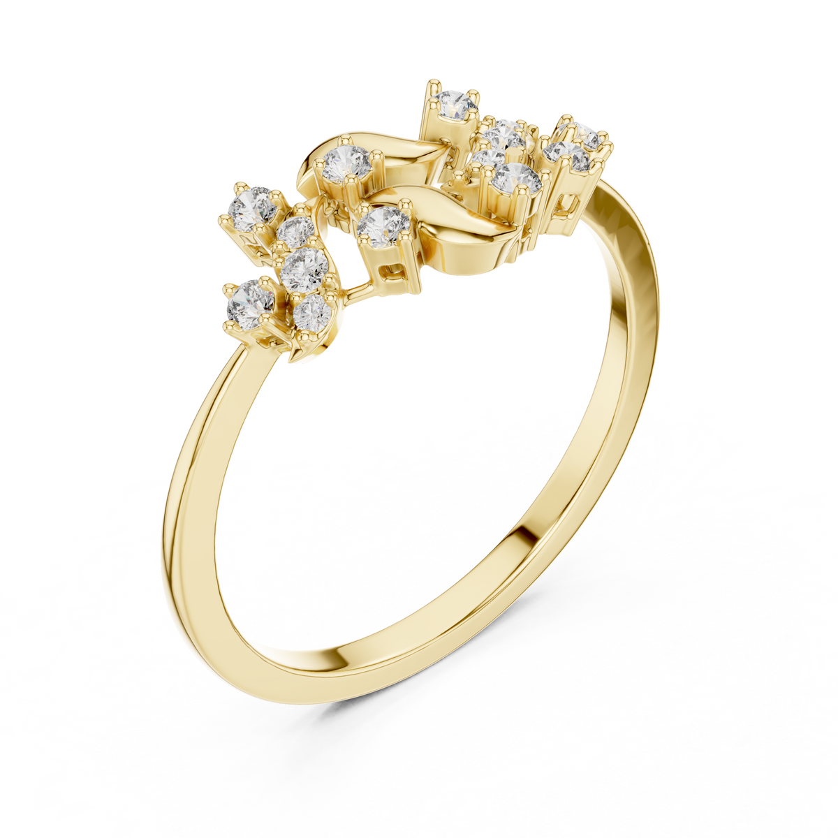 Twisted Vine Moissanite Fashion Ring in yellow 925 sterling silver, view 2
