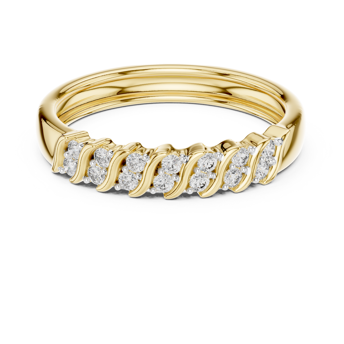 Twisted Link Moissanite Band in yellow 925 sterling silver, view 4