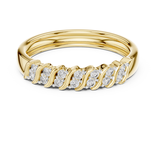 Twisted Link Moissanite Band in yellow 925 sterling silver, view 4