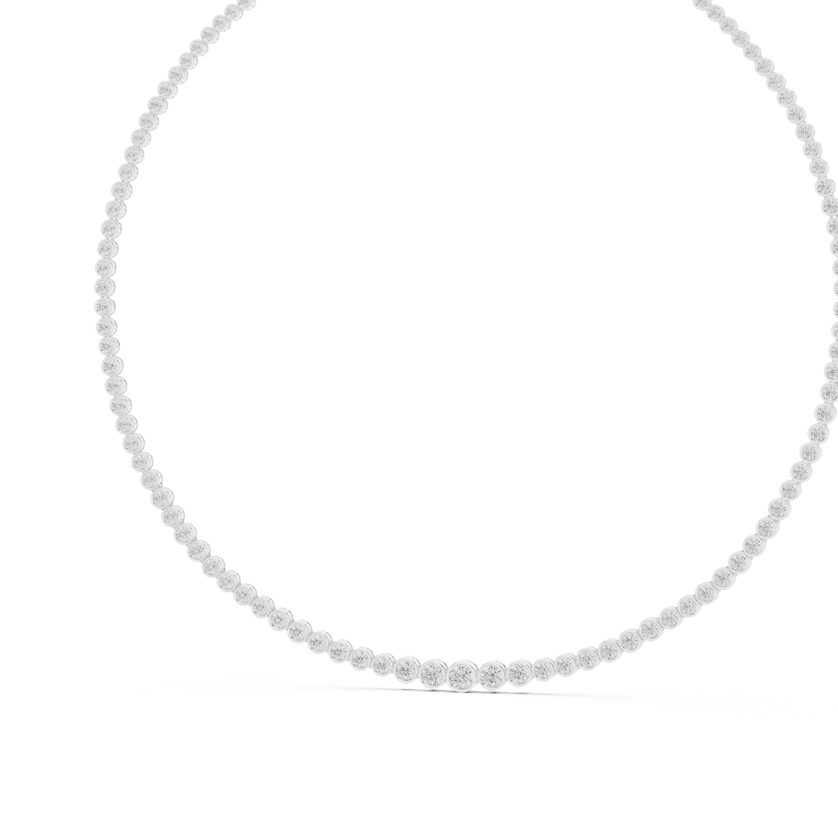 Graduated Bezel Round Necklace in white 925 sterling silver, view 2