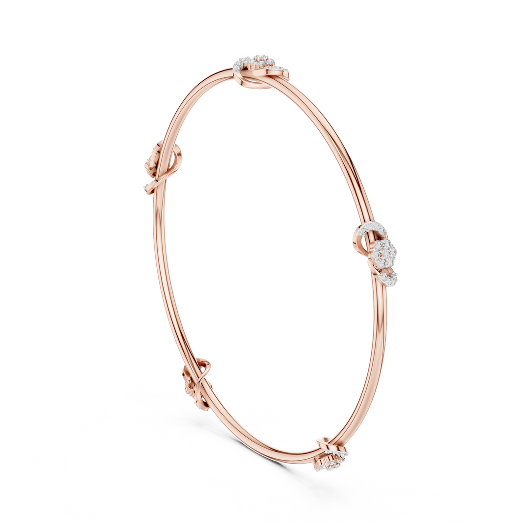 Petite Cluster Station Moissanite Bangle in rose 925 sterling silver, view 1