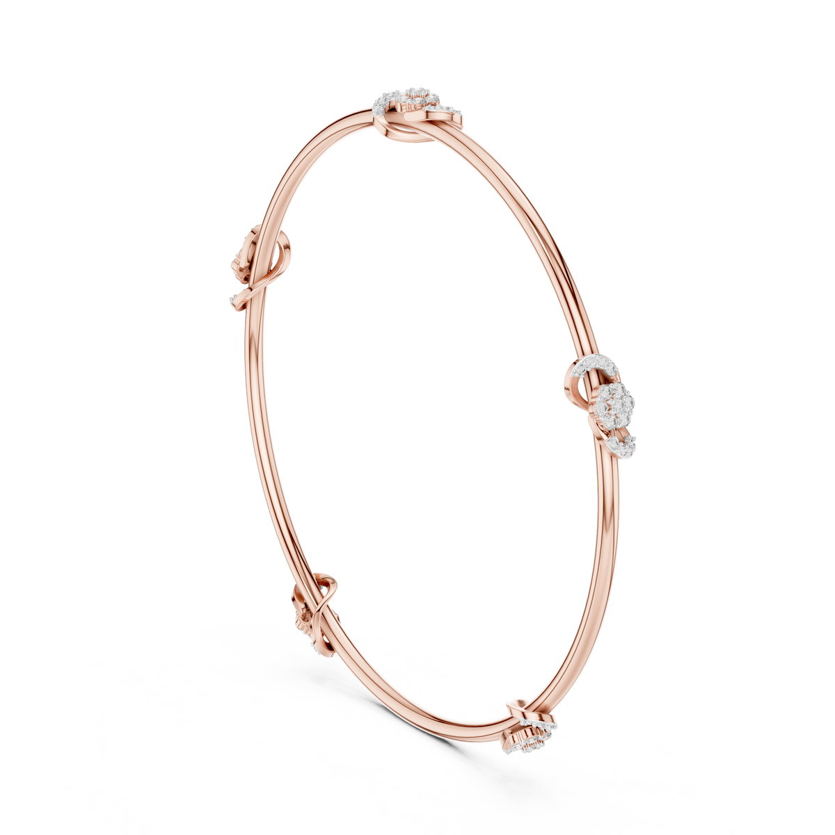 Petite Cluster Station Moissanite Bangle in rose 925 sterling silver, view 1