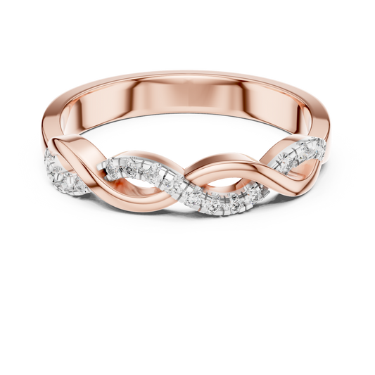 Pavé Twisted Infinity Moissanite Band in rose 925 sterling silver, view 4